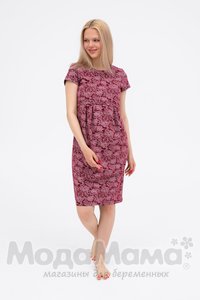 мм505-454101-Платье домашнее, Бордо/цветы
