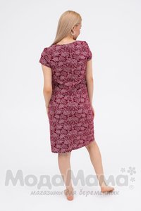 мм505-454101-Платье домашнее, Бордо/цветы