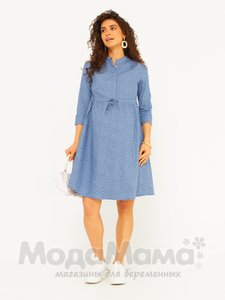 мм535-101353-Платье для беременных и корм (джинс), Син/горох