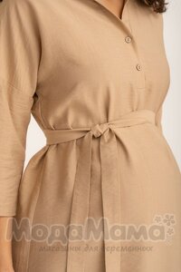 мм541-101877-Платье-рубашка для беременных, Бежевый